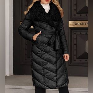 Maxi puffer coat with fur
